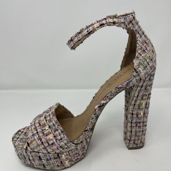 NWOT Chinese Laundry Womens Avenue Platform Heel Shoes Y2K Sz 8.5 Pink Tweed - Picture 8 of 16
